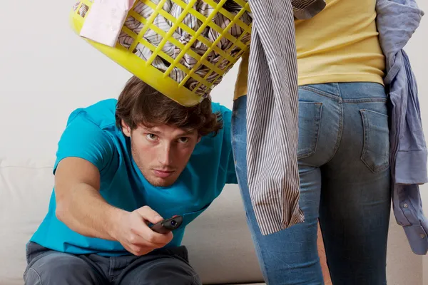 TV não limpeza — Fotografia de Stock