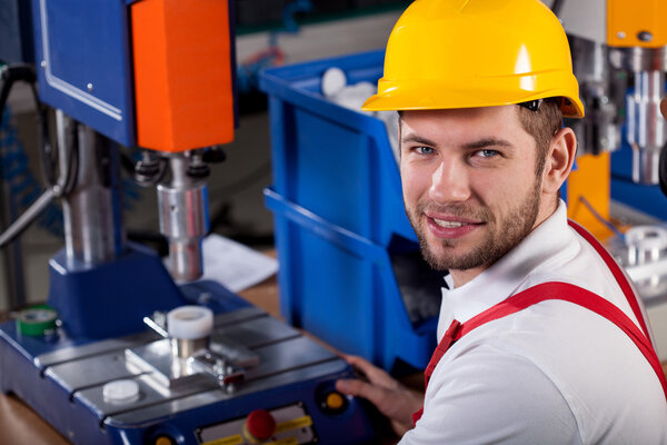 Warehouse worker during job