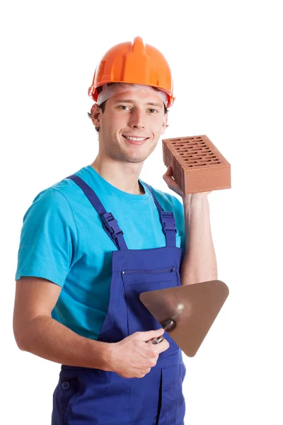 Builder with spatula — Stock Photo, Image