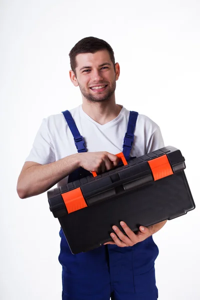 Hombre con caja de herramientas —  Fotos de Stock