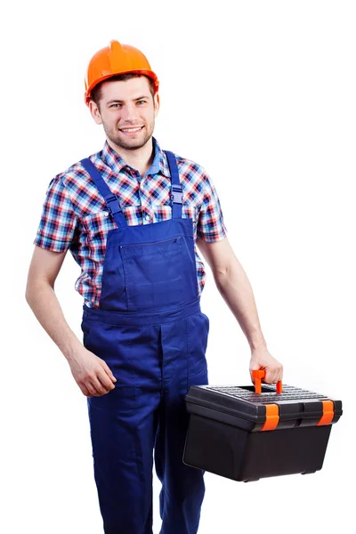 Young man holding toolbox — Stock Photo, Image