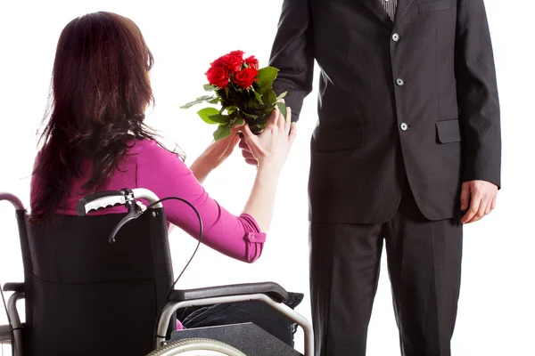 Fiancee on wheelchair — Stock Photo, Image