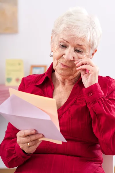 Elderly woman moved to tears — Stock Photo, Image