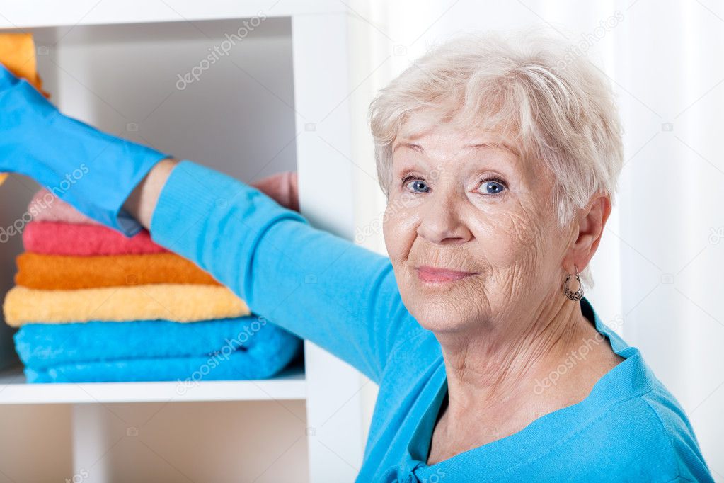 Senior woman during household chores
