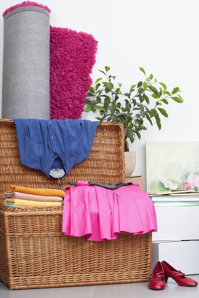 Clothes on basket — Stock Photo, Image