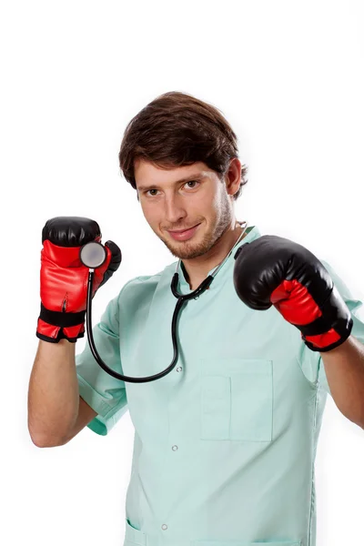 Médico en guantes de boxeo —  Fotos de Stock