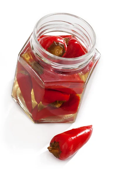 Chilli peppers in marinate — Stock Photo, Image