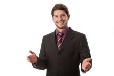 gülümseyen ve açık iş adamı