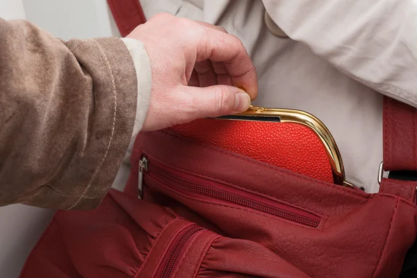 Roubo de bolsa closeup — Fotografia de Stock