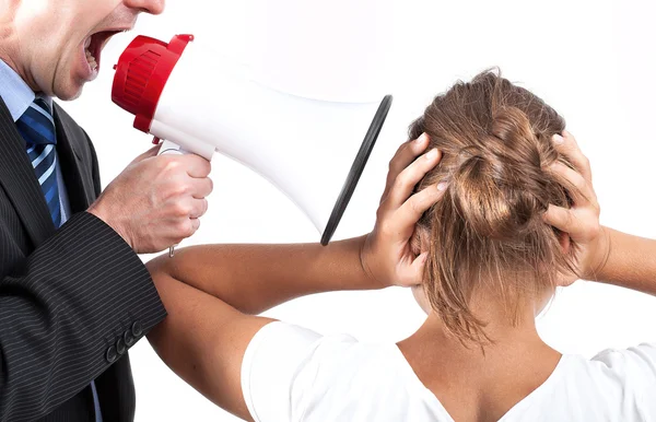 Boss yelling at his employee — Stock Photo, Image