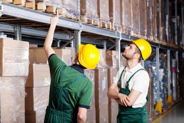 Workers in warehouse clipart