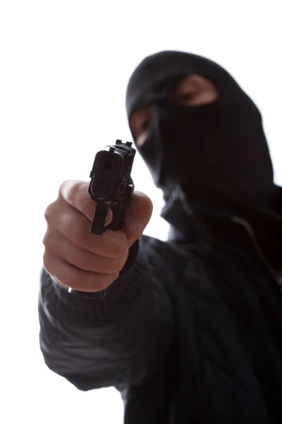 Criminalul ia o armă ţintă — Fotografie, imagine de stoc