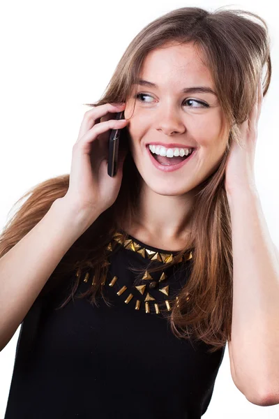 Mooie dame praten over de telefoon — Stockfoto