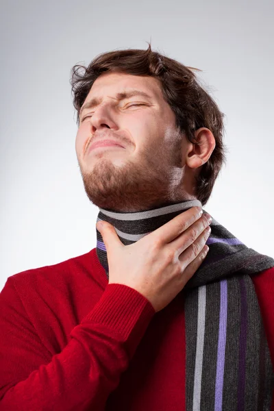 Man suffering from sore throat — Stock Photo, Image