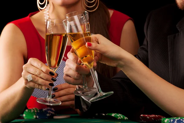 Gambling champagne cheers — Stock Photo, Image