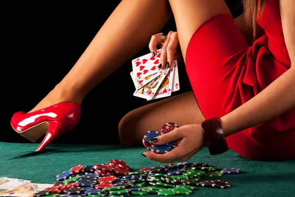 Sexy gambling woman — Stock Photo, Image