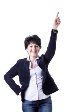 mutlu modern orta yaşlı bir kadın