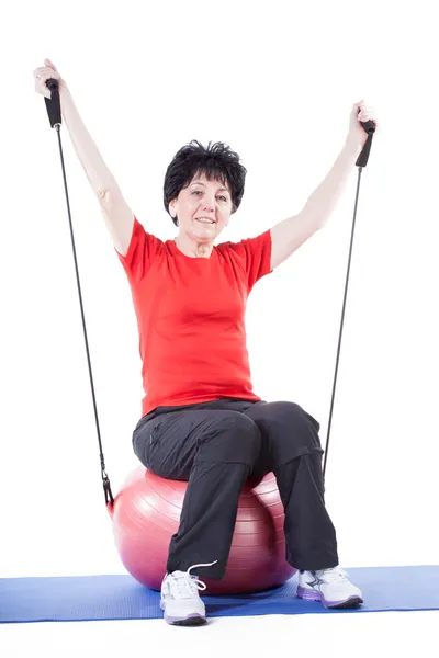 Workout with stretching on a ball — Stock Photo, Image