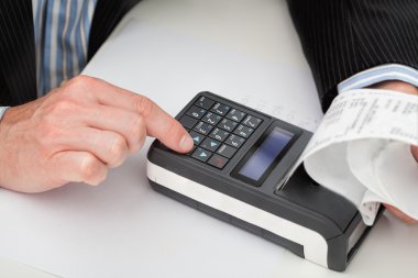 Cash register and receipt clipart