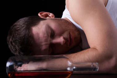Drunk man sleeping