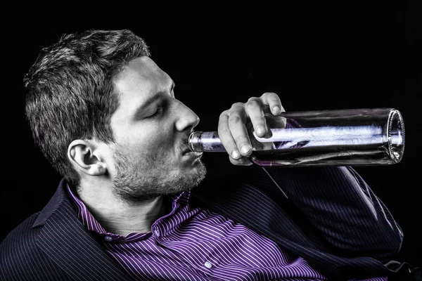 Wine drinking from the bottle — Stock Photo, Image