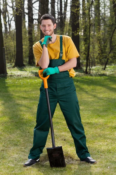 Gardener with a spade — Stock Photo, Image