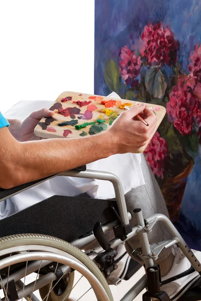 Hombre discapacitado pintura cuadro — Foto de Stock