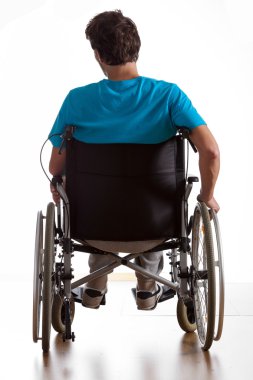 Rear view of handicapped man  clipart