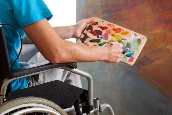 Engelli ressam — Stok fotoğraf