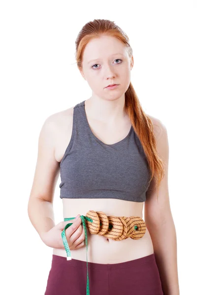 Woman frustrated by results of diet — Stock Photo, Image