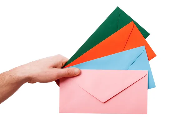 Colorful envelopes on white background — Stock Photo, Image