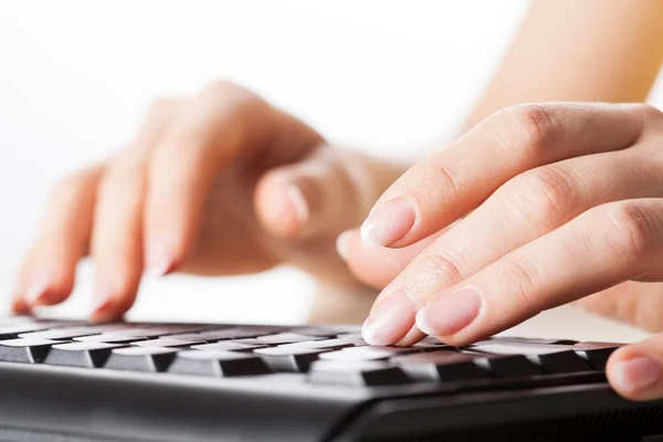 Hands writting on computer — Stock Photo, Image