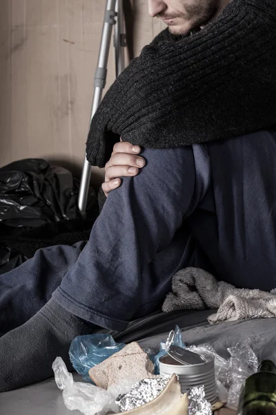 Homeless and disabled man — Stock Photo, Image