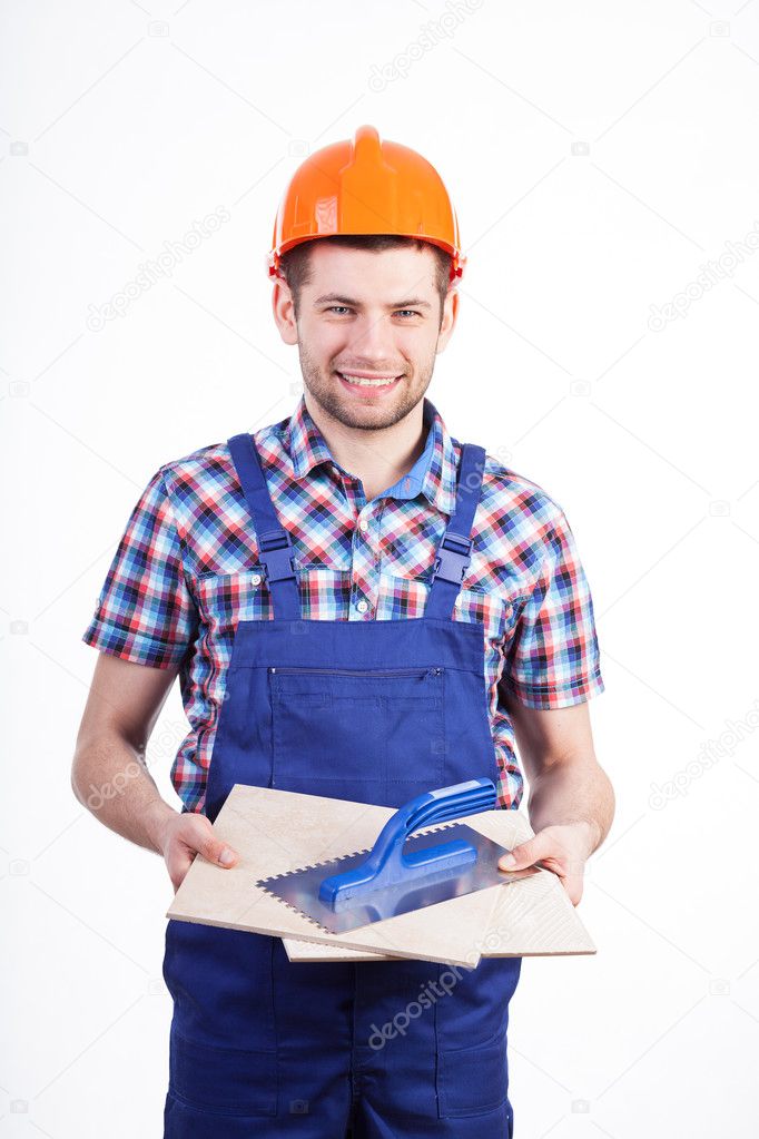 Portrait of a young male tiler