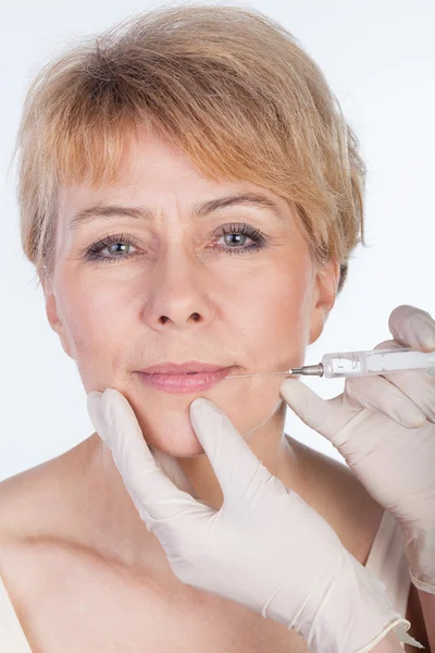 Botox injection in lips — Stock Photo, Image