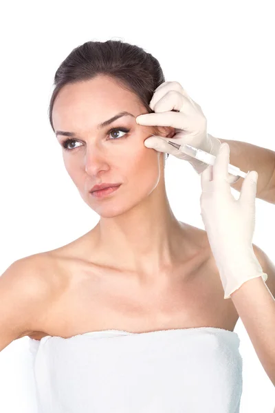 Removing wrinkles around the eyes Stock Photo