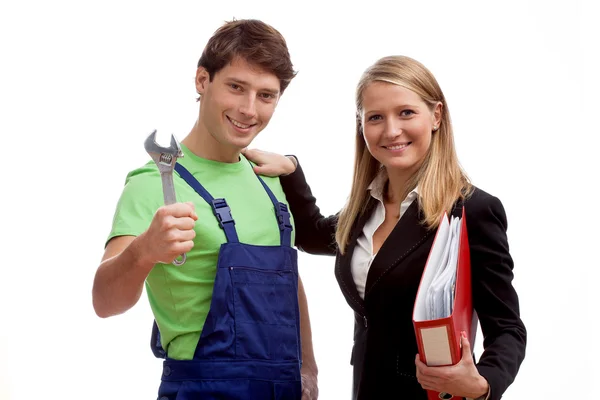 Designer and worker couple — Stock Photo, Image