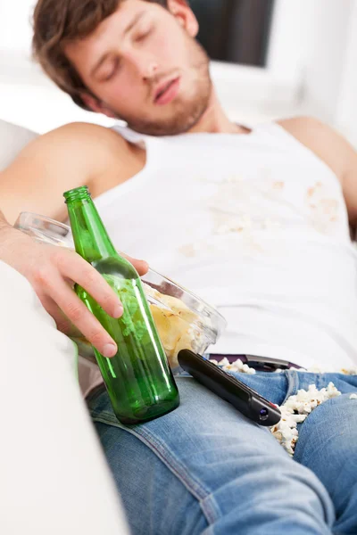 Dirty man sleeping — Stock Photo, Image