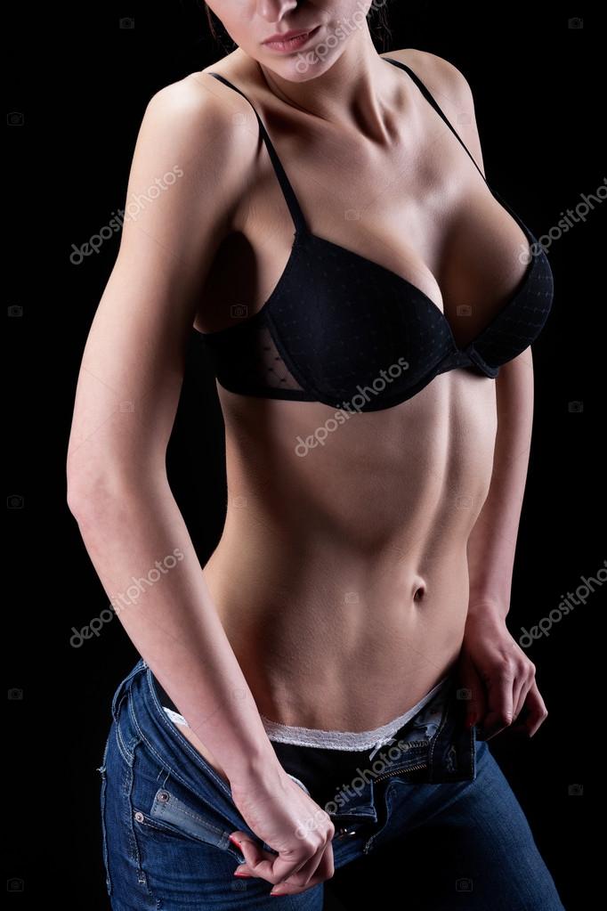 Young Beautiful Sexy Model Taking Off Her Bra Stock Photo, Picture