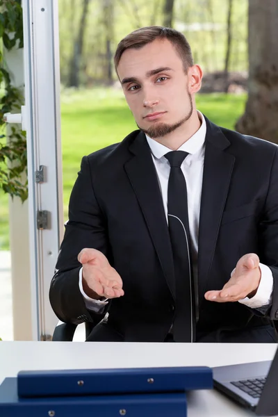 Businessman inviting to cooperate — Stock Photo, Image