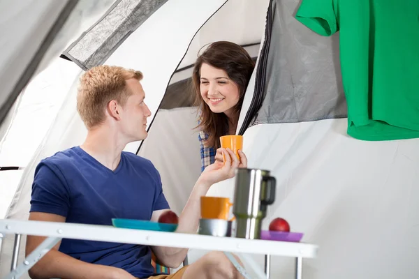 Morning on a camping — Stock Photo, Image