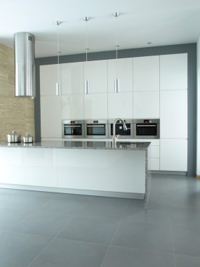 Beyaz minimalist modern mutfak iç