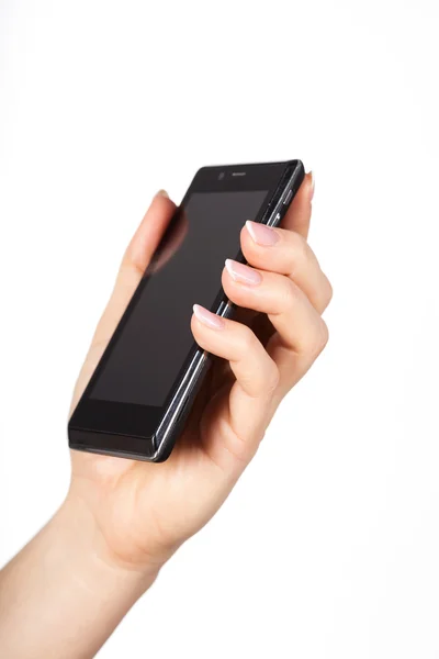 Hand aufs Smartphone — Stockfoto