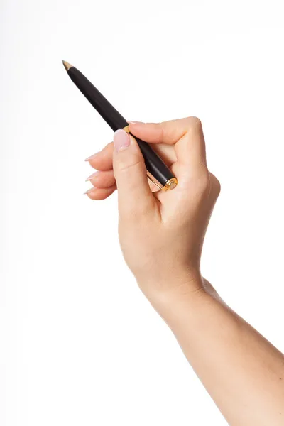 Pen in een hand — Stockfoto