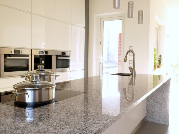 Modern kitchen with granite countertop