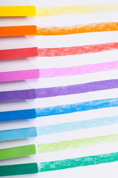 çizgili kağıt üzerine pastel ile boyanmış.