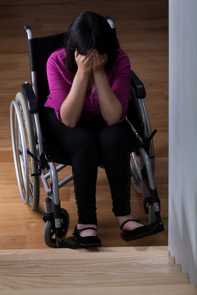 Crying disabled woman — Stock Photo, Image