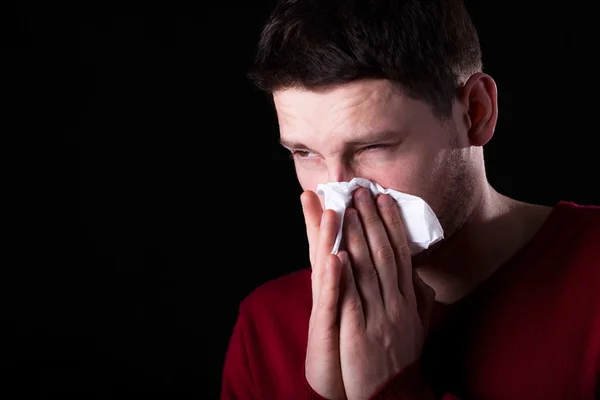 Man with runny nose — Stock Photo, Image