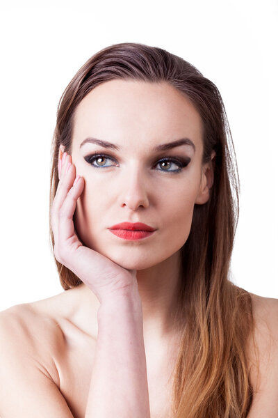 Pensive woman with scenic make-up