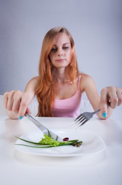 Kahvaltı için ince kız